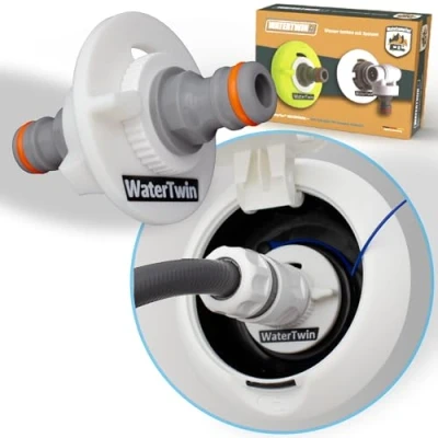 Afbeelding van WATERTWIN Watertankadapter voor camper, accessoires caravan vulslangen, watertankdeksel met Gardena dubbele aansluiting (adapter tankdeksel 2 polig D: 78)