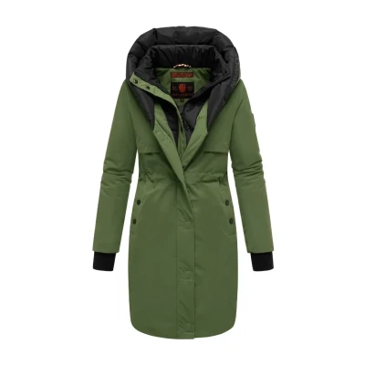 Afbeelding van Navahoo Manteau d&#039;hiver long et chaud pour femme avec capuche éléments magnétiques Snowelf XS à XXL, Vert olive,
