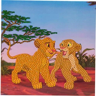 Afbeelding van Craft Buddy Crystal Art and Kristallen kunstkaart 18 x cm, CCK DNY802, Simba en Nala, cm