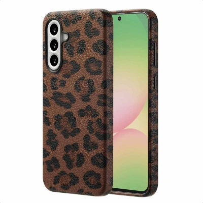 Afbeelding van Selencia Hoesje geschikt voor Samsung Galaxy A56 (5G) Sabi Backcover panterprint MagSafe Mocha Brown