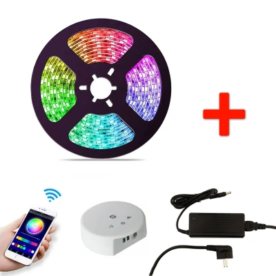 Afbeelding van Smart RGB LED Strip Set, 5 Meter, 14.4 Watt/meter, Met Adapter &amp; Wifi Controller