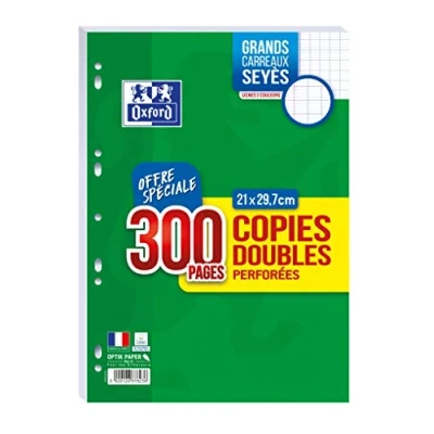 Image de Etui de copies doubles Oxford 200 pages A4 grands carreaux