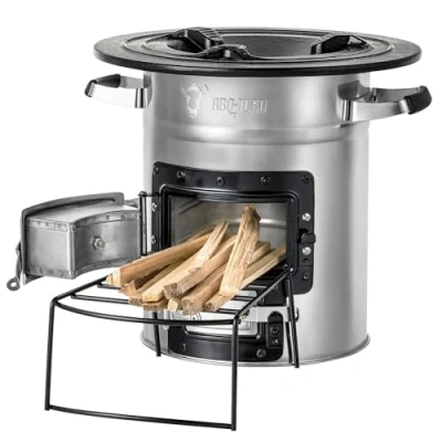Afbeelding van BBQ TORO Raketoven #2 Roestvrij staal Rocket Stove voor knot, pannen en nog veel meer (INOX)