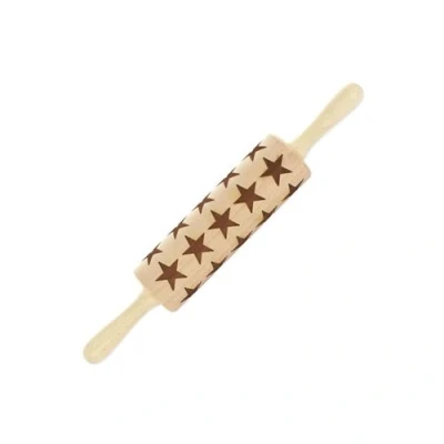 Image de Rouleau à pâtisserie en bois motif étoiles 40 cm Fackelmann Noël ref 3154250