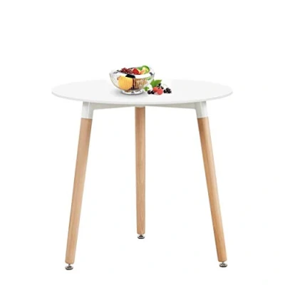 Afbeelding van H.J WeDoo Ronde eettafel Scandinavische moderne retro stijl wit