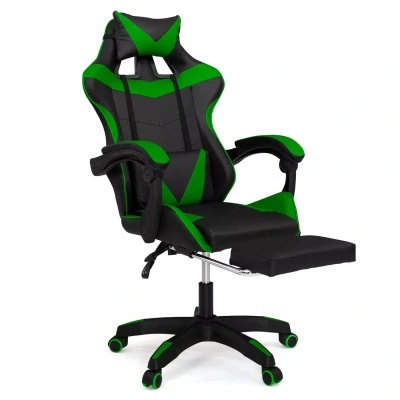 Afbeelding van Fauteuil de gaming ALEX réglable avec repose pied, coussin tête et lombaire noir vert