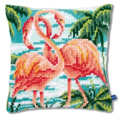 Afbeelding van Vervaco kruissteekkussen Flamingo&#039;s 0155019