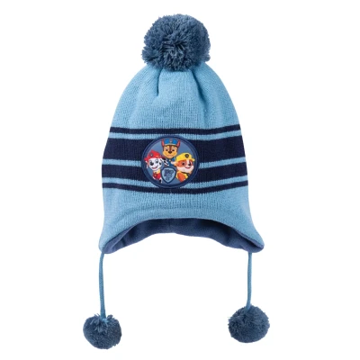Afbeelding van Paw Patrol gebreide wintermuts voor jongens met pompon, blauw, één maat, Blauw