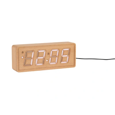 Afbeelding van Karlsson Wekker Solid Wood Engraved Licht hout