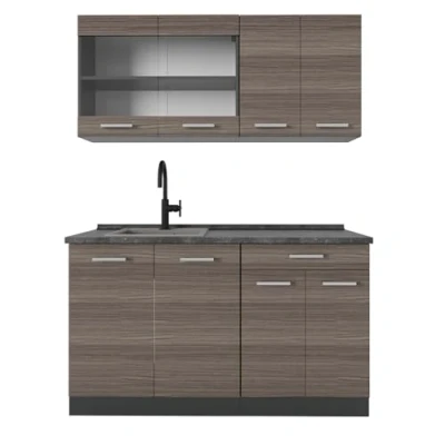 Afbeelding van Vicco Eenpersoonskeuken R Line, Edel grijs/antraciet, 140 cm , WB Antraciet