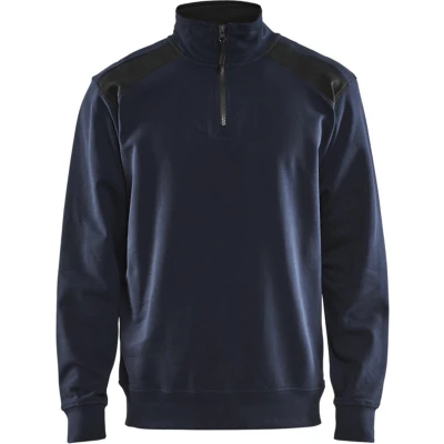 Afbeelding van Blaklader Sweatshirt bi colour met halve rits 3353 1158 Donker marineblauw/Zwart S
