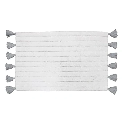 Afbeelding van Livetti Badkamermat Toiletmat Wcmat 50x80cm Katoen Minatis Wit Grijs
