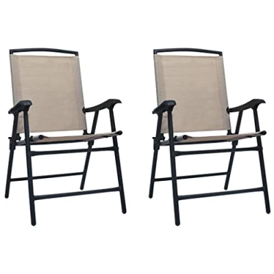 Afbeelding van Tuinstoelen inklapbaar 2 st textileen taupe