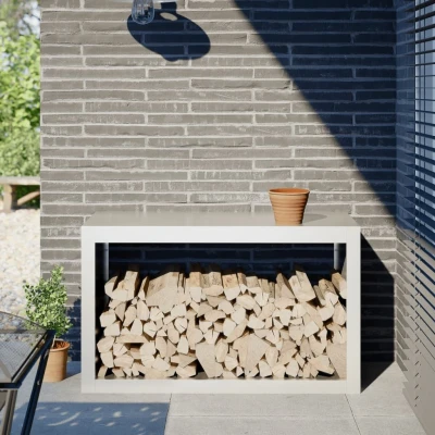 Afbeelding van Haardhoutrek 100x40x60 cm staal wit