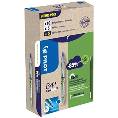 Afbeelding van Pilot Ecoball Balpen B2p Begreen Medium, 10 + Vullingen, Blauw
