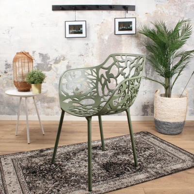 Afbeelding van Cast magnolia stoel met arm avocado