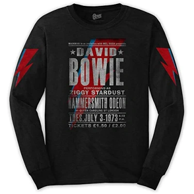 Afbeelding van David Bowie Longsleeve shirt L Hammersmith Odeon Zwart