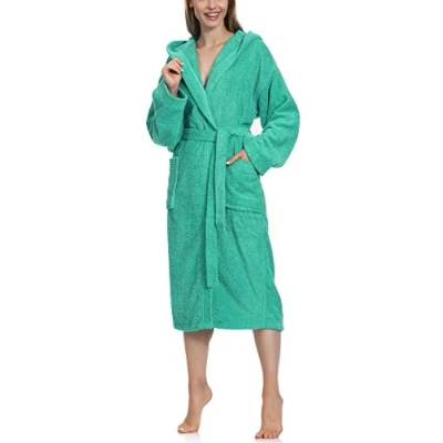 Afbeelding van Ladeheid Dames Badjas met Capuchon 100% Katoen Wasmachine bestendig Badstof Wijnrood L LA LA40 193 DG