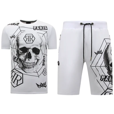 Afbeelding van Heren Sets Skull Rhinestone Wit Maat M