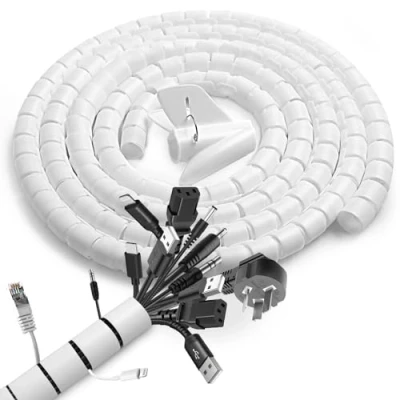 Afbeelding van Romon 2 stuks 22 mm x 1,5 m spiraalkabelgoot met 1 kabelclip, flexibele kabelgoot voor tv pc