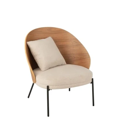 Afbeelding van J Line loungestoel lone multiplex/metaal naturel/beige