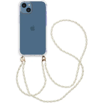Afbeelding van imoshion Backcover met koord + armband Parels voor de iPhone 14 Transparant