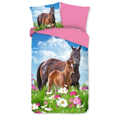 Afbeelding van Good Morning Kinderdekbedovertrek &quot;paarden&quot; Multi (140x200/220 cm) Katoen