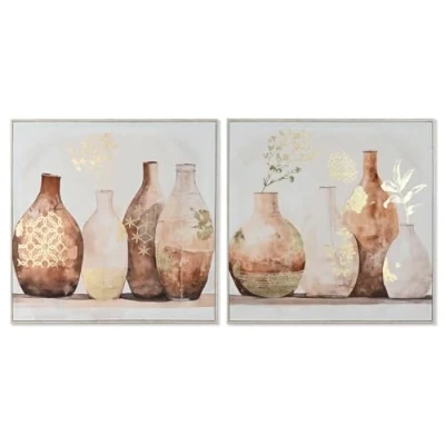 Afbeelding van Schilderij Home ESPRIT Beige Gouden polyestyreen Canvas Vaas Scandinavisch 82,5 x 3,5 cm (...