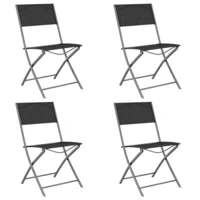 Afbeelding van vidaXL Opvouwbare tuinstoelen set van 4 zwart staal en textileen