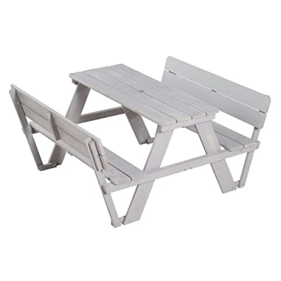 Afbeelding van roba Picknicktafel voor kinderen, outdoor, met rugleuning, massief hout, buitentafel, 4 zits, grijs