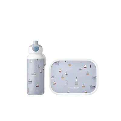 Image de Mepal Set Déjeuner Campus Little Dutch pour Enfants avec Tasse et Panier repas L&#039;école Lavable au Lave vaisselle Sans BPA 300 ml + 750 Sailors Bay