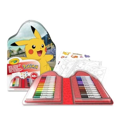 Afbeelding van Crayola Pokemon kleur en stickerkoffer, viltset, kleurplaten, stickers, 45 stuks, creatief cadeau voor kinderen, vanaf 5 jaar, 04 0785