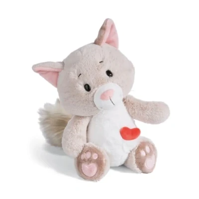 Afbeelding van NICI Love Cat Fluffy 49407 knuffeldier, 25 cm, draaibaar, grijs, duurzaam, zacht, schattig pluche dier om te knuffelen en spelen, voor kinderen volwassenen, geweldig cadeau idee