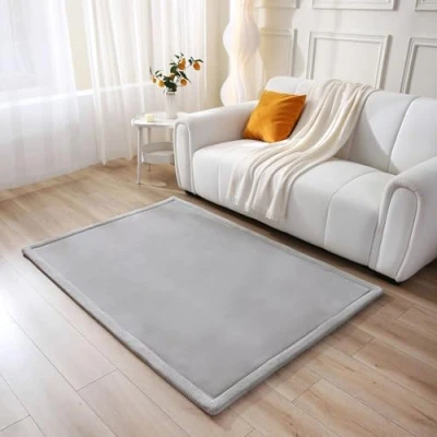 Afbeelding van Zachte fluwelen speelmat voor baby&#039;s 170x120x2,5 cm, grijs kindertapijt met hoogwaardig geheugenschuim babykruipmat antislip achterkant kruipdeken Oeko TEX 100 certificering