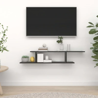 Afbeelding van Tv wandschap 125x18x23 cm spaanplaat zwart