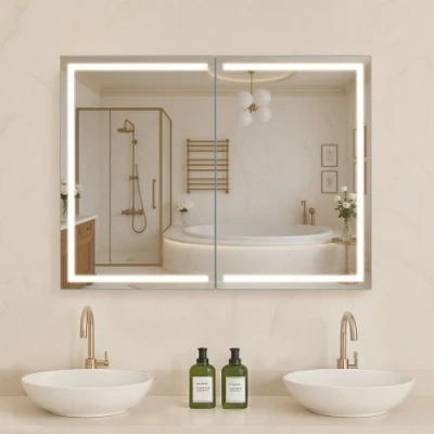 Image de VEVOR Armoire Murale Salle de Bain avec Éclairage 3 Couleurs Miroir HD 60x80 cm