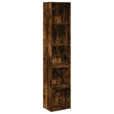Afbeelding van Boekenkast 40x30x189 cm bewerkt hout gerookt eikenkleurig