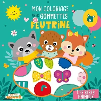 Afbeelding van LES BEBES ANIMAUXMON COLORIAGE AVEC GOMMETTES EN FEUTRINE