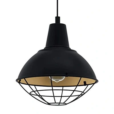Afbeelding van EGLO Cannington hanglamp 1 lichts E27 zwart/goud