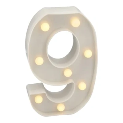 Afbeelding van JANDEI Lichtgevende letters en cijfers, warm licht, decoratie milieu, bedlampjes, vitrines, bruiloften, verjaardagen, feestjes. Werkt op AA batterijen niet inbegrepen (nummer 9)