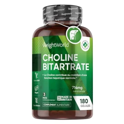 Afbeelding van WeightWorld choline Bitartraat capsules 180 vegan voor 3 maanden Ondersteunt de reinigende werking door lever