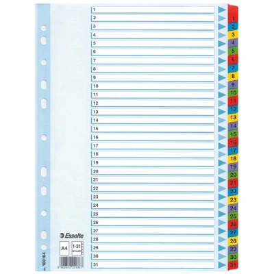 Image de Esselte 100164 intercalaires touches imprimées en mylar a4 31