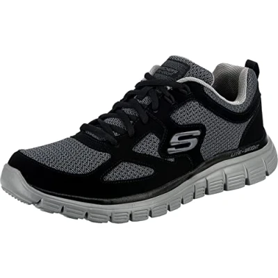 Afbeelding van Skechers Sneakers laag, Heren, Maat: 43, Black grey Leer/ synthetisch