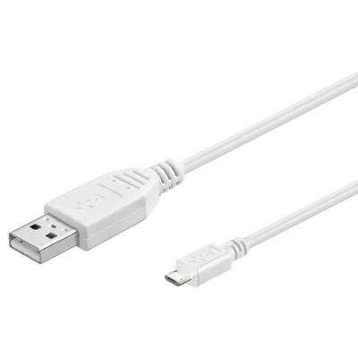 Afbeelding van PremiumCord USB aansluitkabel Micro 2m A stekker naar B 2.0 5 pins datakabel 2 afgeschermd, AWG28 Kleur: wit Lengte: m