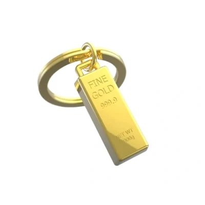 Afbeelding van Metalmorphose sleutelhanger Goud staaf / Metaal
