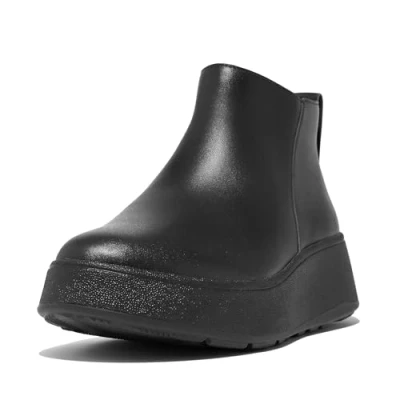 Afbeelding van Fitflop Flatform ZIP Enkellaarsjes met plateauzool, Dames, Maat: 40, All black Leer