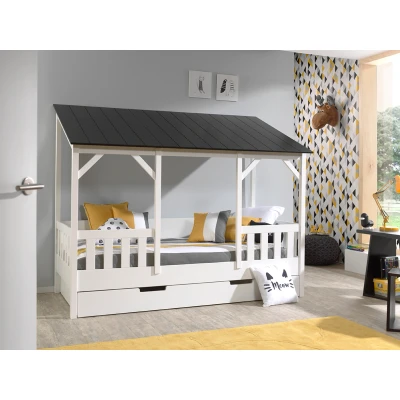 Afbeelding van LUCEVI Housebed 03 Huisbed + Rolbed Wit/Zwart 90x200 cm