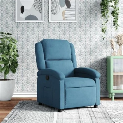 Afbeelding van Fauteuil verstelbaar fluweel blauw