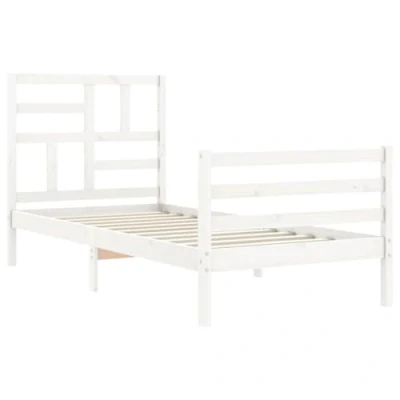 Afbeelding van vidaXL Bedframe met hoofdbord massief hout wit 90x200 cm
