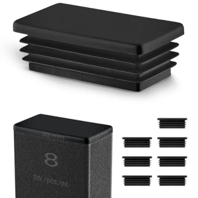 Afbeelding van EMFA Eindstuk voor rechthoekige buizen, dop 30 x 15 mm, zwart, 8 stuks